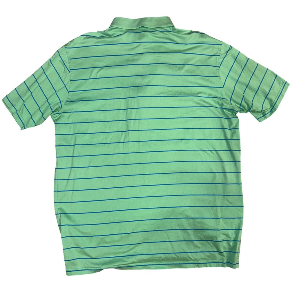 Peter Millar Mens XXL Polo Shirt Mint Green Blue Striped Cotton Short Sleeve - Picture 3 of 8